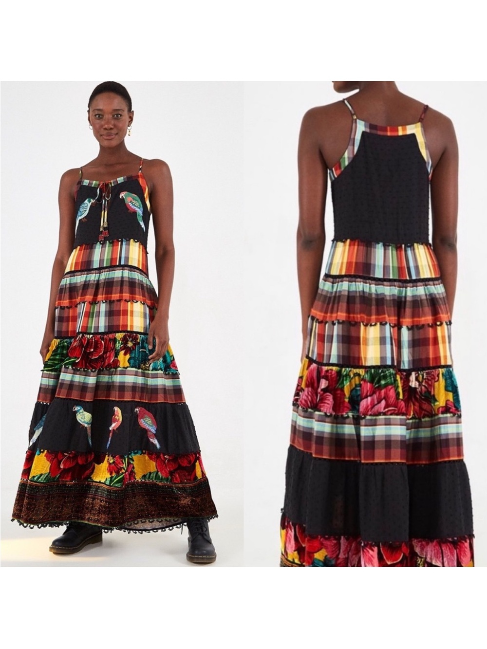 NWT Farm Rio mixed media maxi dress